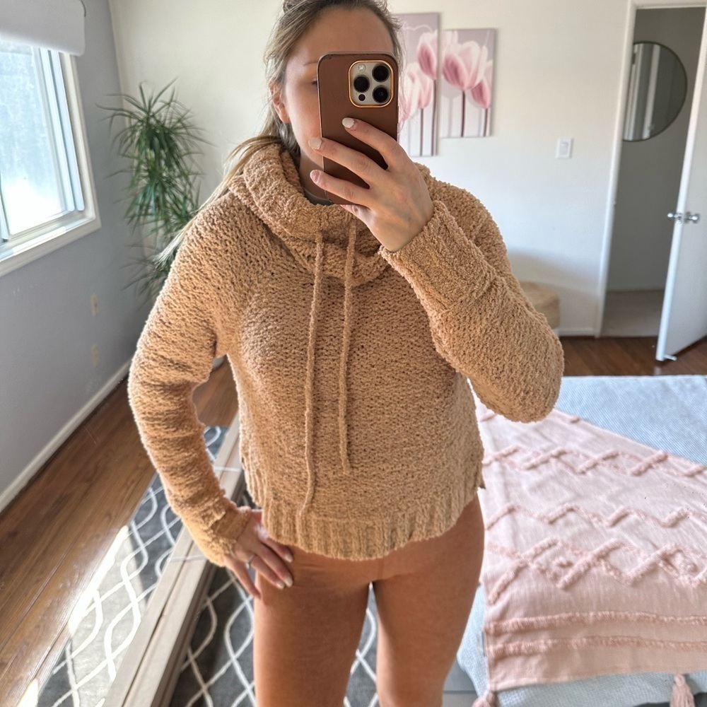 Chunky Knit Camel Tan Sweater S
